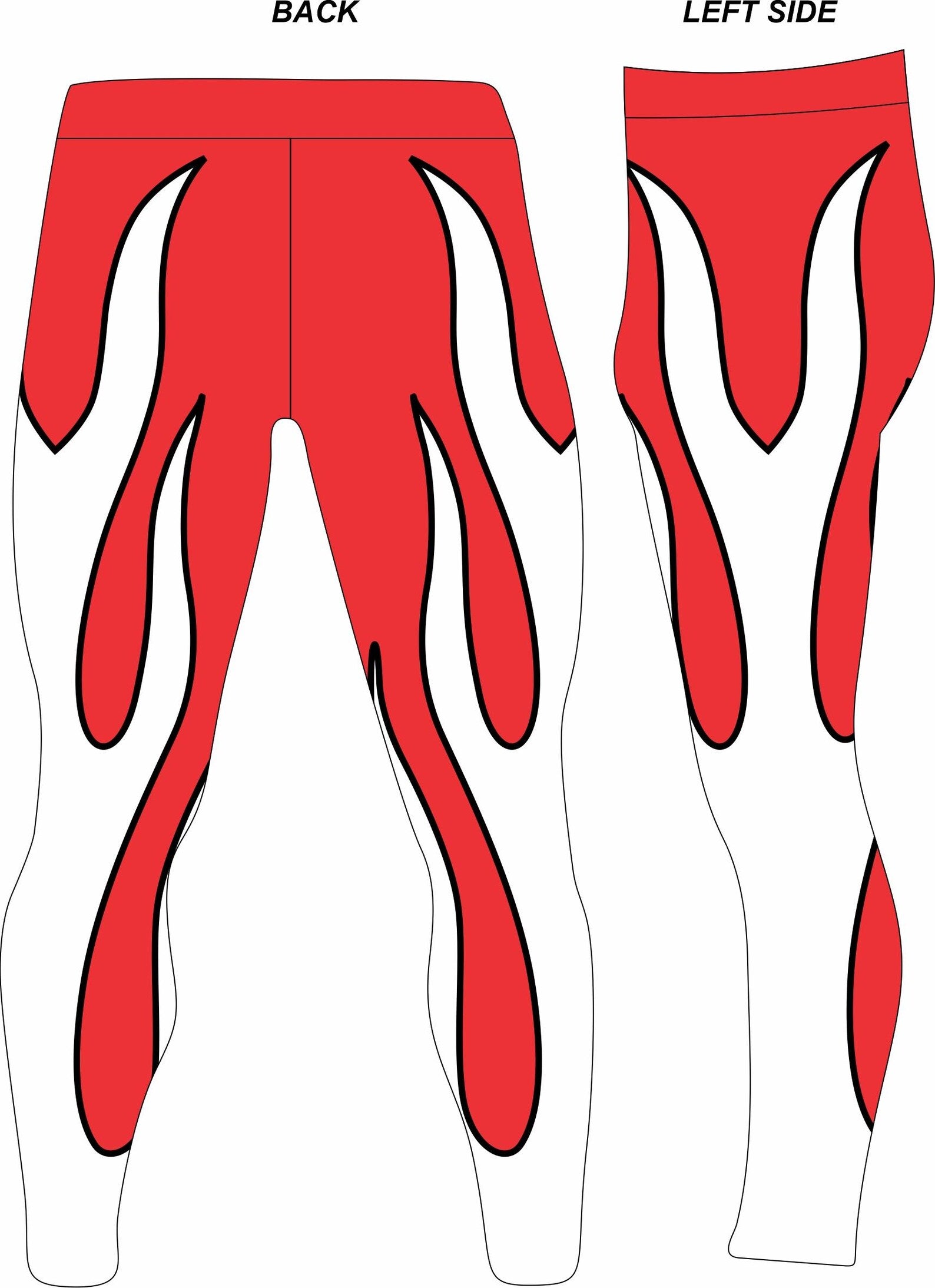 Wrestling Tights Red, White Fire Style, Stretchable and Customized Colors