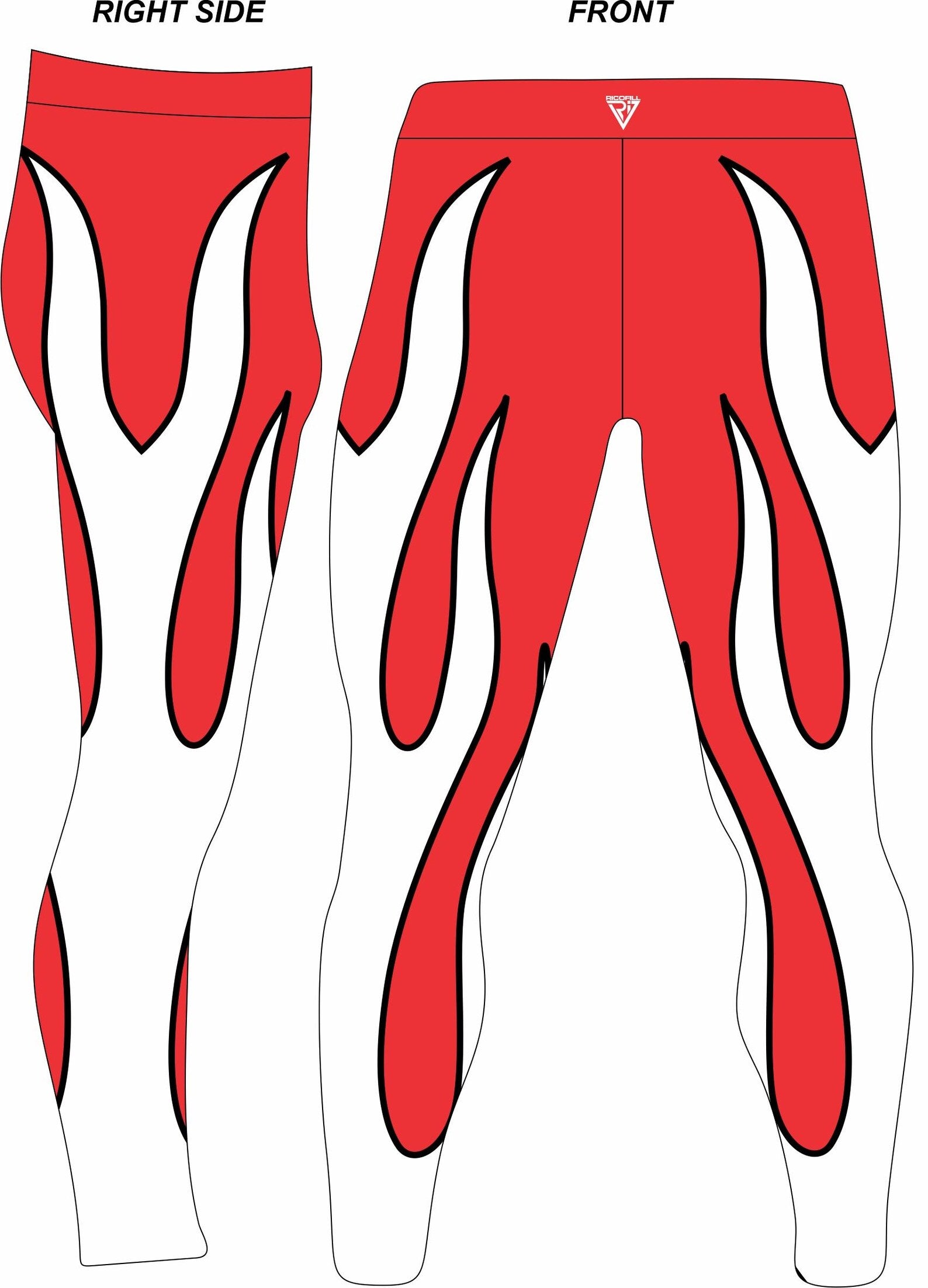 Wrestling Tights Red, White Fire Style, Stretchable and Customized Colors