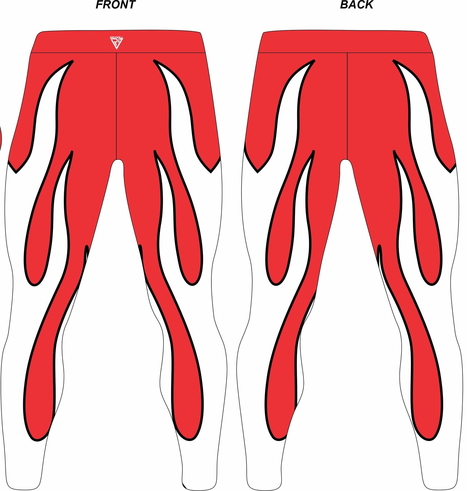 Wrestling Tights Red, White Fire Style, Stretchable and Customized Colors