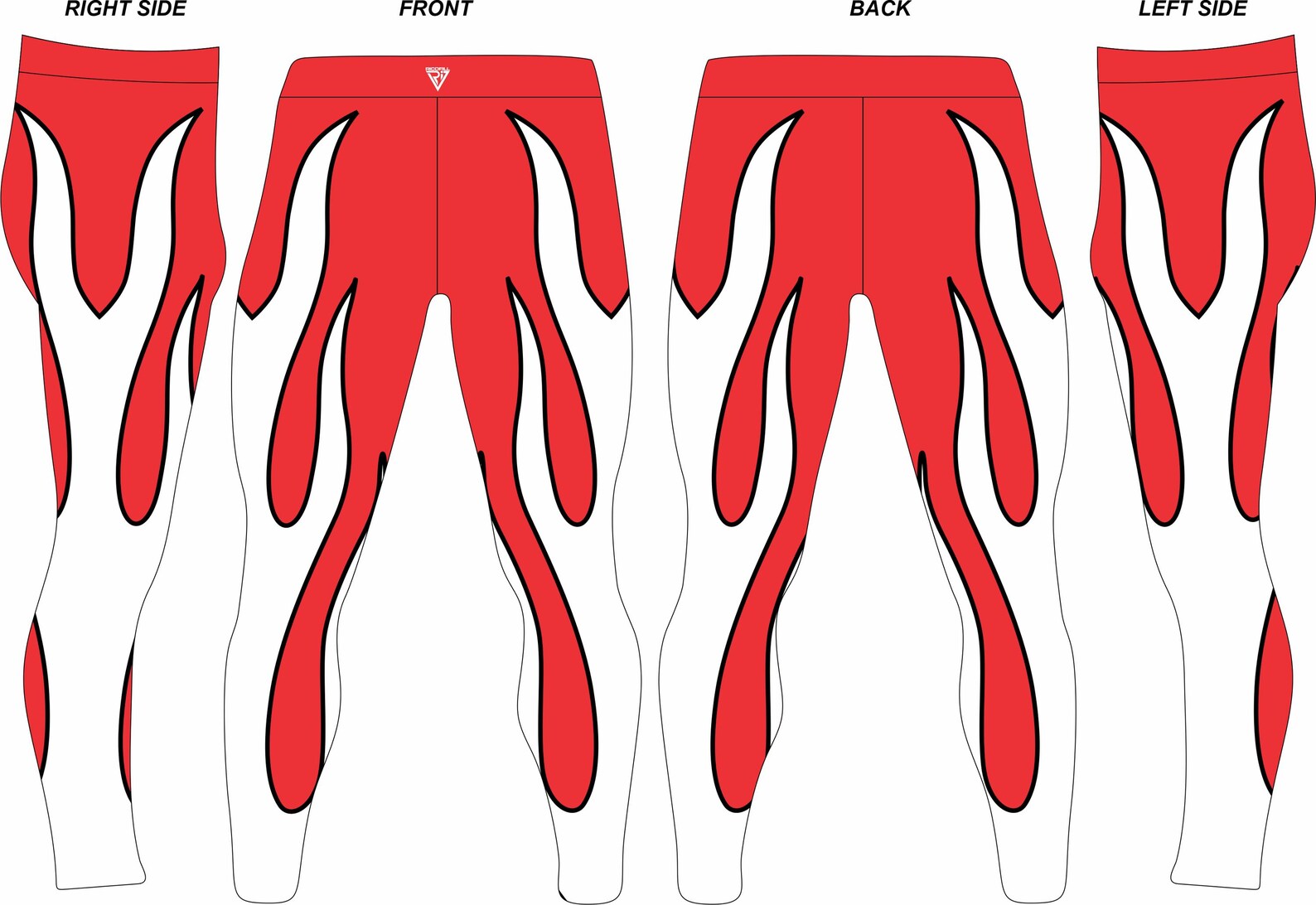 Wrestling Tights Red, White Fire Style, Stretchable and Customized Colors