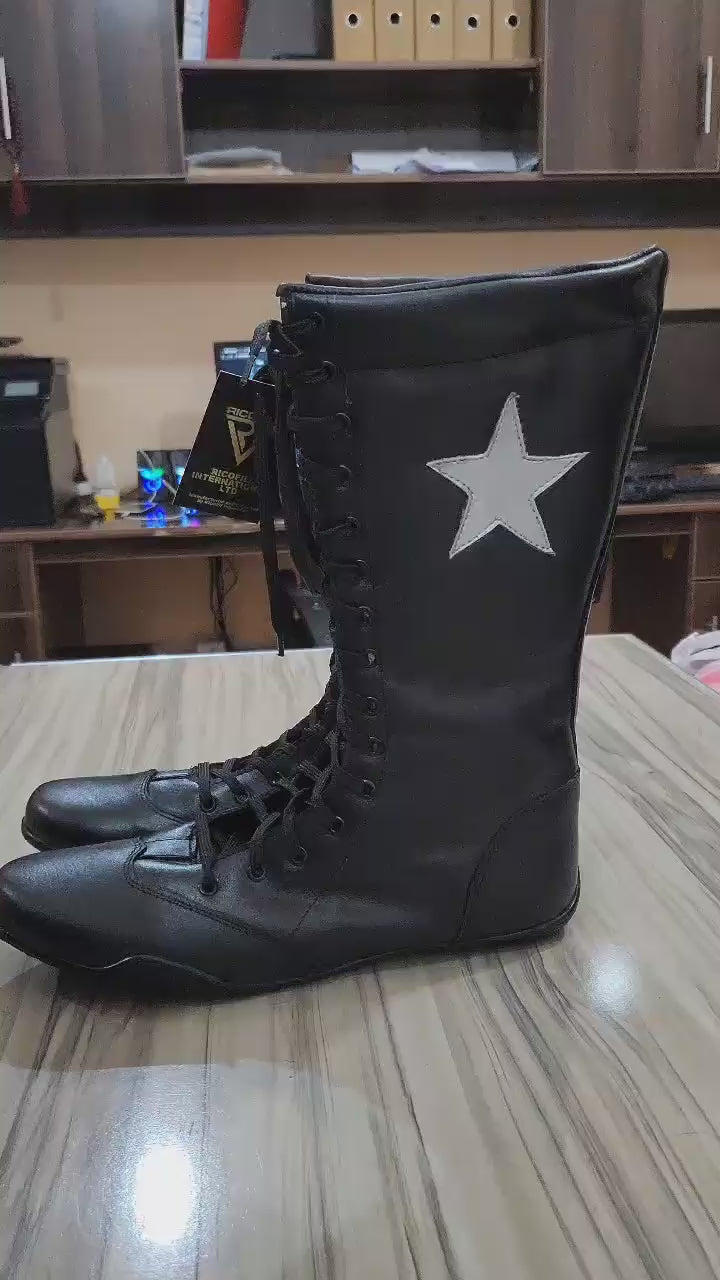 Professionele Stoeistewels, Plat Sool, Handgemaak, 100% Oorspronklike Leer, Swart Kleur, Aanpasbaar