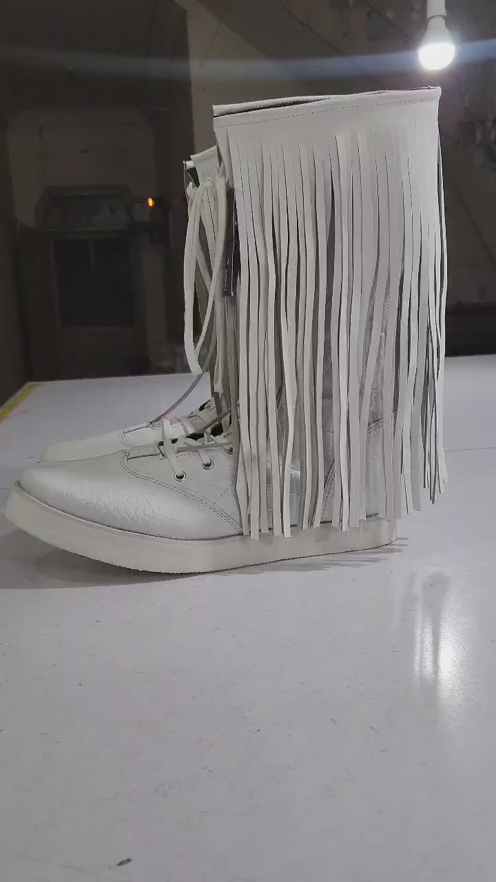 Professionele Stoeistewels met lang Leerfranjes, Handgemaak, 100% Oorspronklike Leer