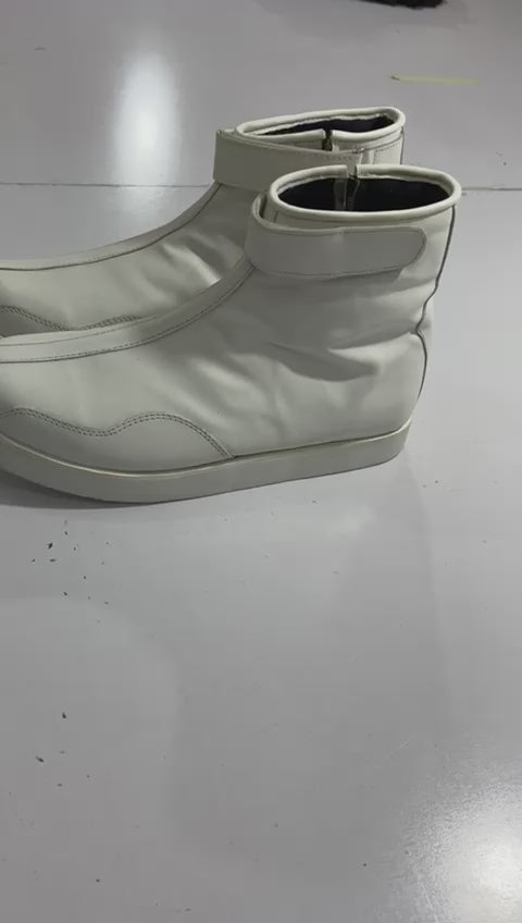 Handgemaakte Professionele Stoeistewels, Lae Sny, 100% Oorspronklike Leer, Ritssluiting, Klittenbandstyl, Handgemaak, Wit Kleur